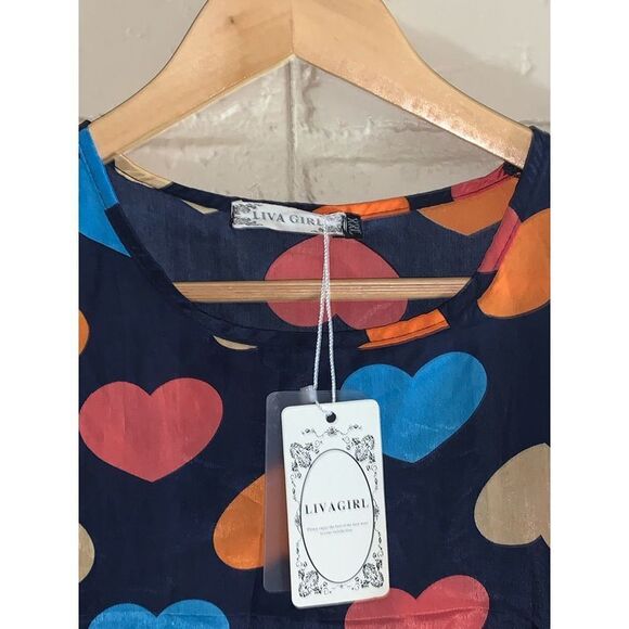 NWT LIVA GIRL Satin Heart Graphic Print Tank Top - Picture 3 of 8